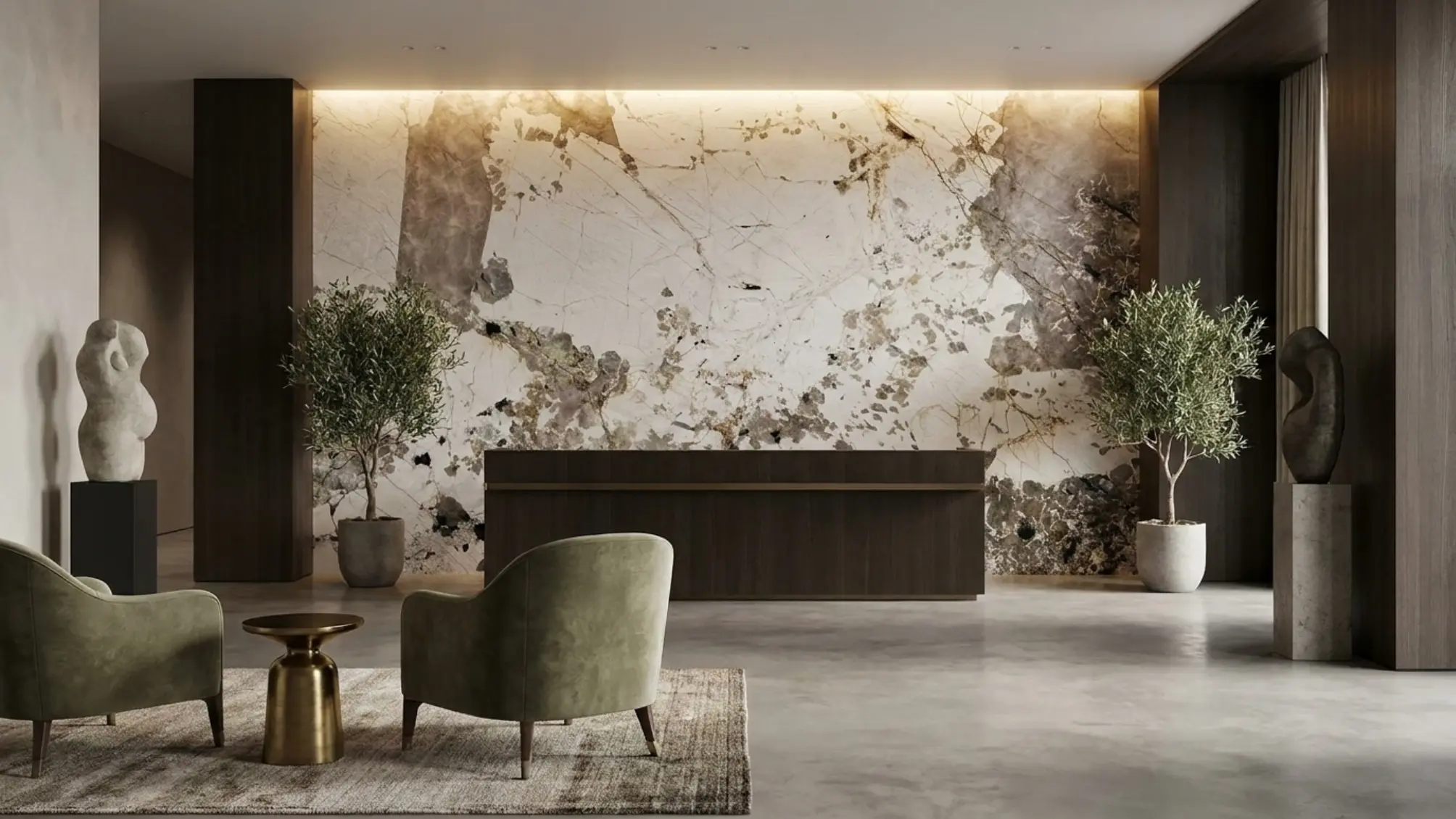 Living room feature wall application with Patagonia Granite