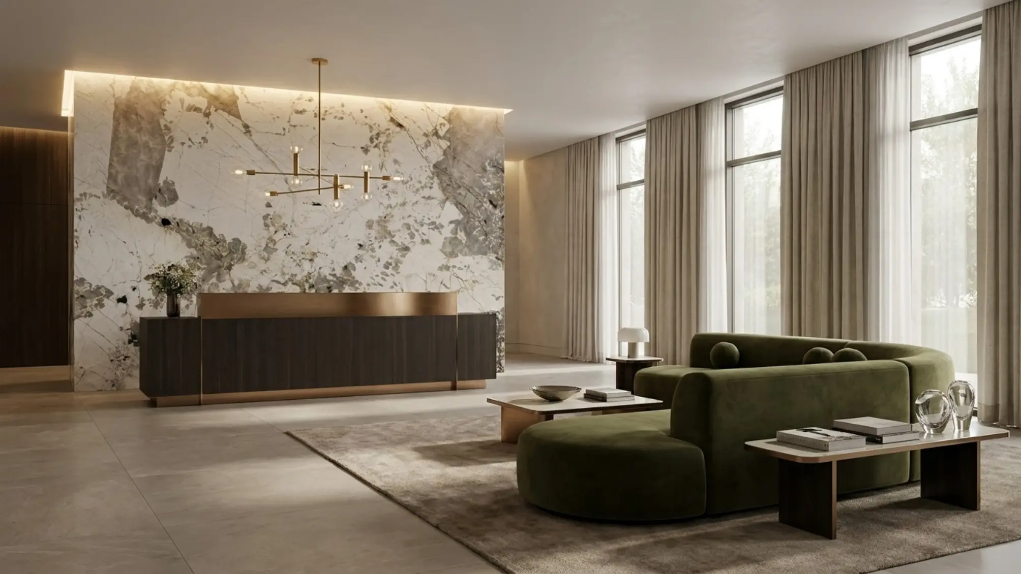 Backlit feature wall application with Patagonia Granite