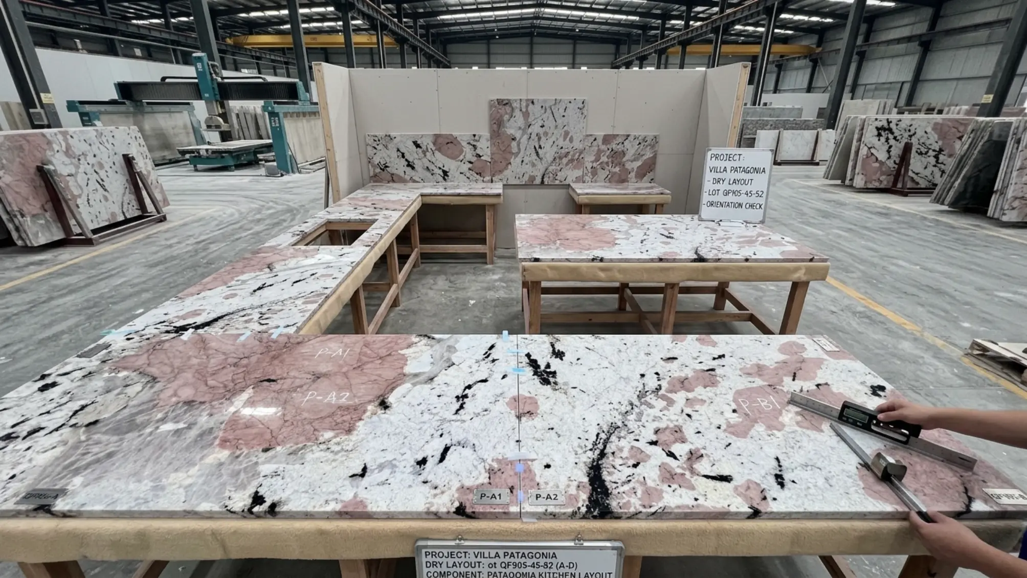 Patagonia Granite dry layout showing color and crystal continuity